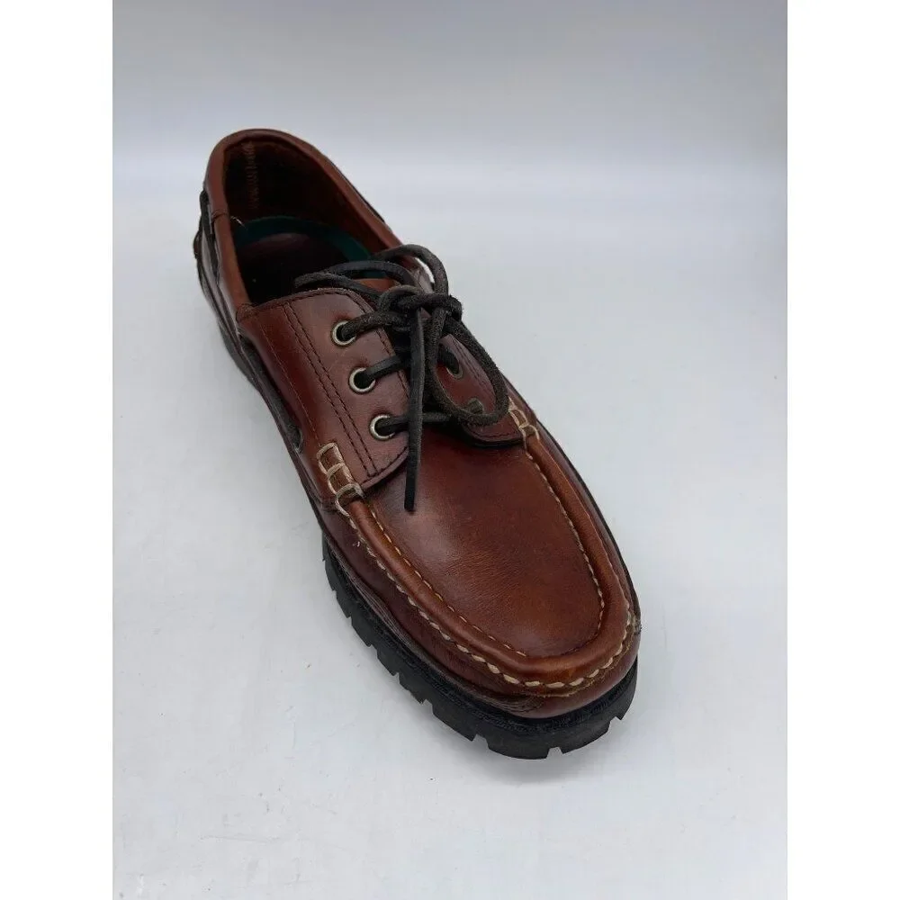 Trader Bay Brown Leather Casual Boat Shoe Size 9.5